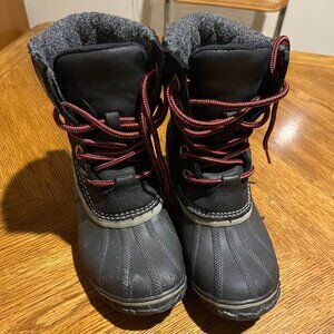 Sorel Women 5 Slimpack ii Lace Duck Boots Kettle Black Wool Waterproof Leather